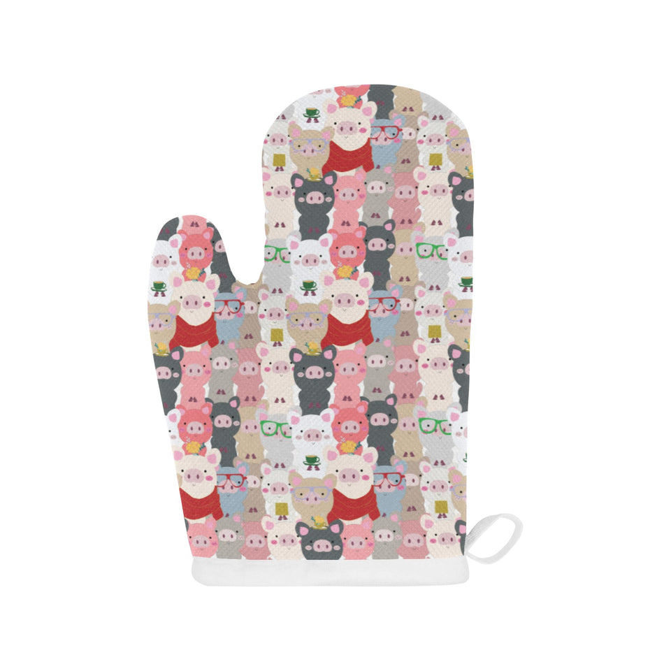 Pig Pattern Print Design 02 Heat Resistant Oven Mitts