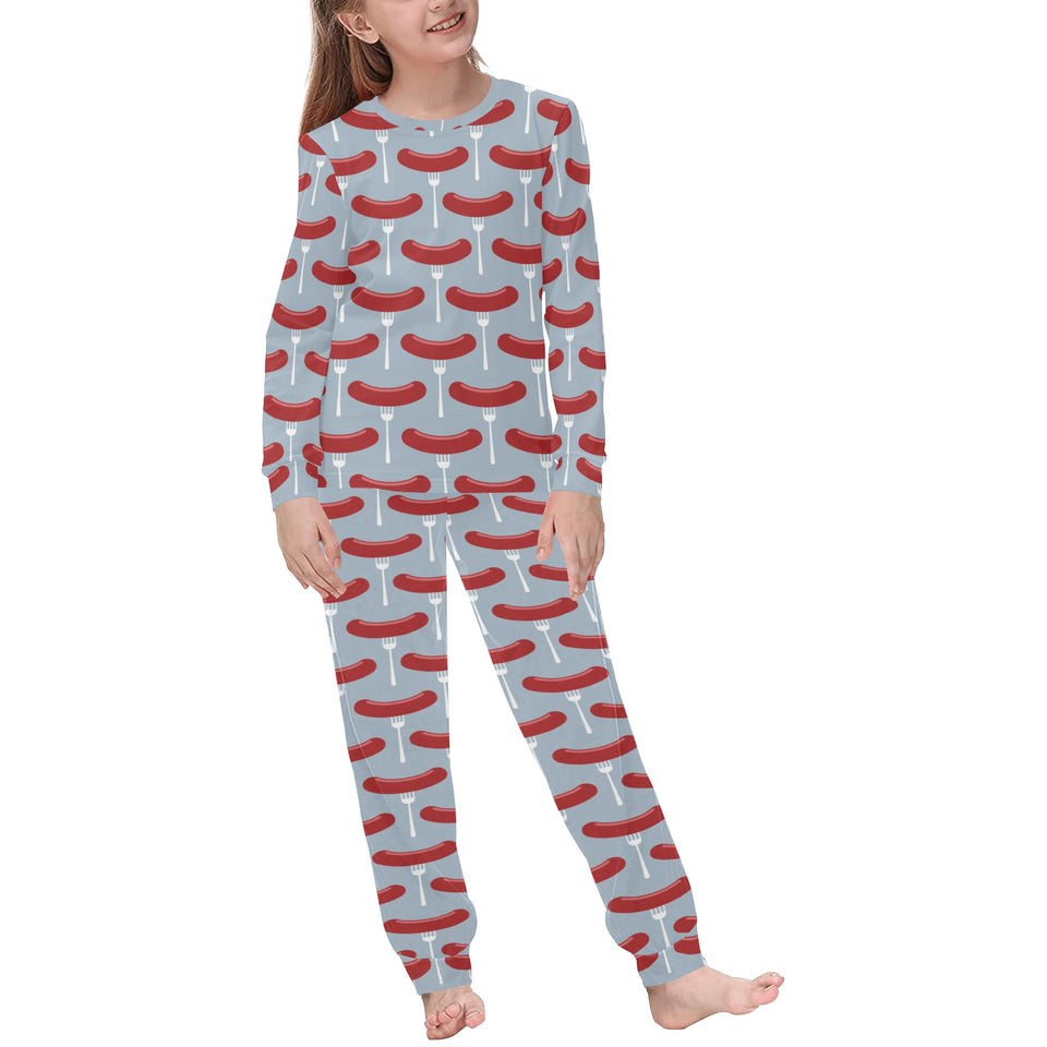 Sausage Pattern Print Design 02 Kids' Boys' Girls' All Over Print Pajama Set