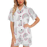 dragon fruit pattern Women's V-Neck Short Pajama Set