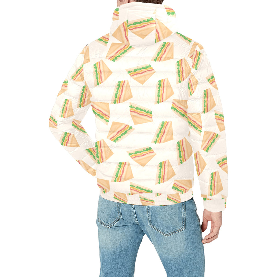Sandwich Pattern Print Design 01 Men's Padded Hooded Jacket