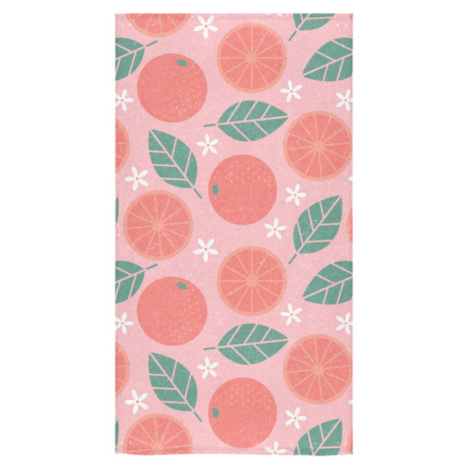 Grapefruit leaves flower pink background Bath Towel