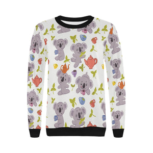 Cute koalas teapots tea Women's Crew Neck Sweatshirt
