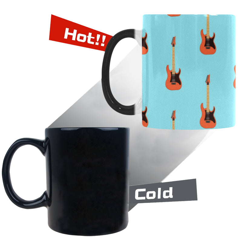 electric guitar pattern light blue background Morphing Mug Heat Changing Mug