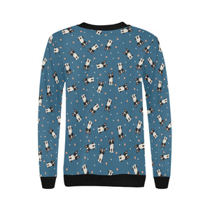 Cute boston terrier dog spattern Women's Crew Neck Sweatshirt