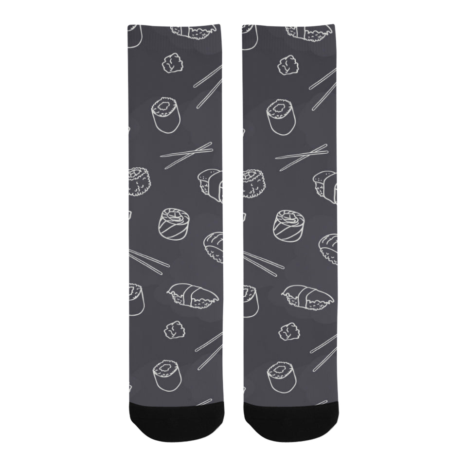 sushi pattern black background Crew Socks