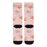 Cute fox pattern pink background Crew Socks