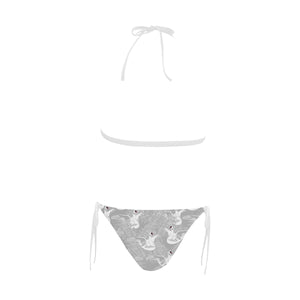 white swan gray background Sexy Bikinis Two-Piece Swimsuits