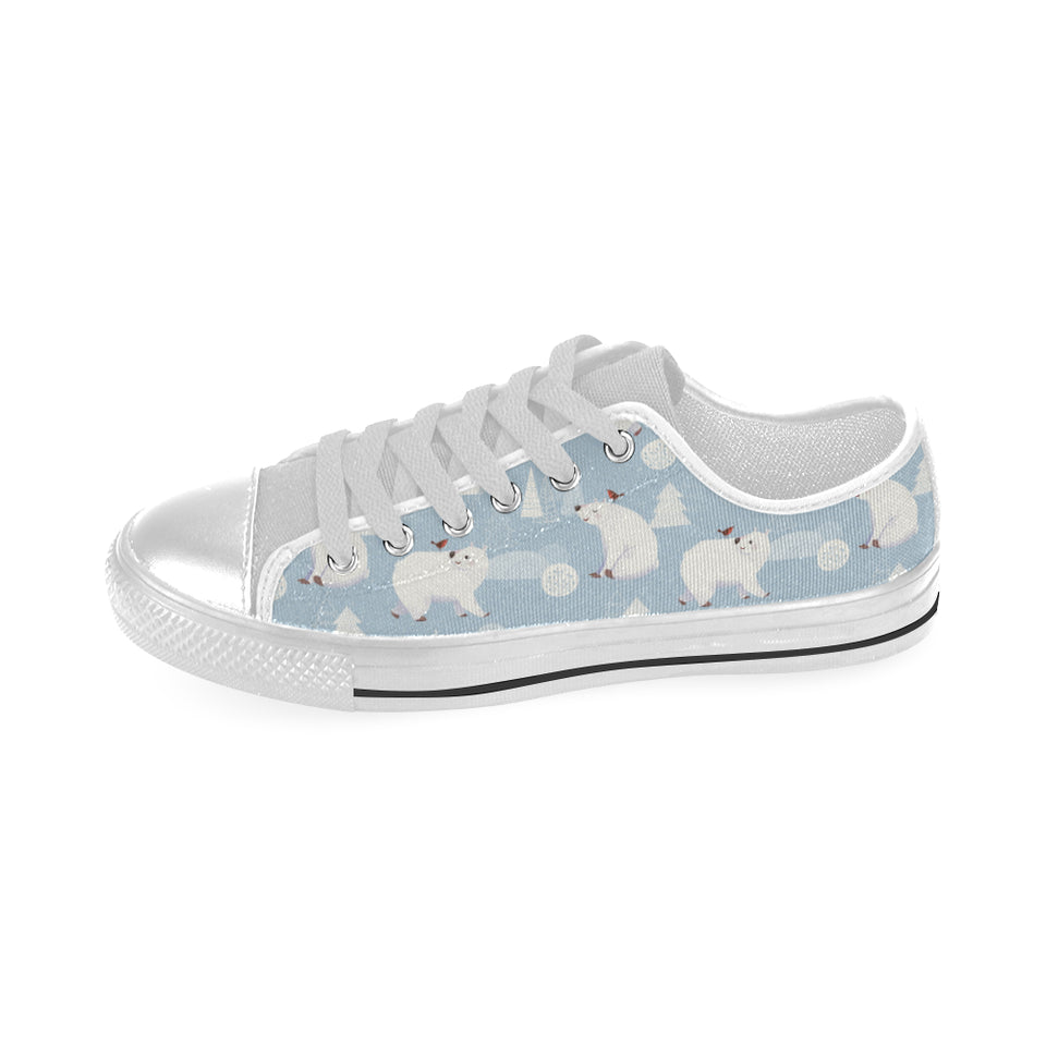 Cute polar bears Christmas decoration pattern Men's Low Top Shoes White