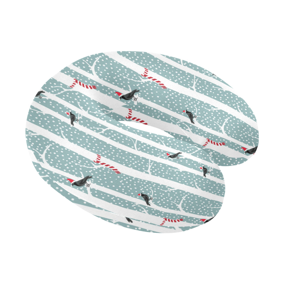 Crows christmas hat scarf U-Shaped Travel Neck Pillow