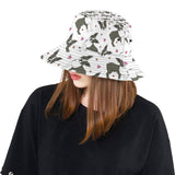 Boston terrier dog hearts vector pattern Unisex Bucket Hat