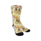 Cool Bee honeycomb leaves pattern Crew Socks