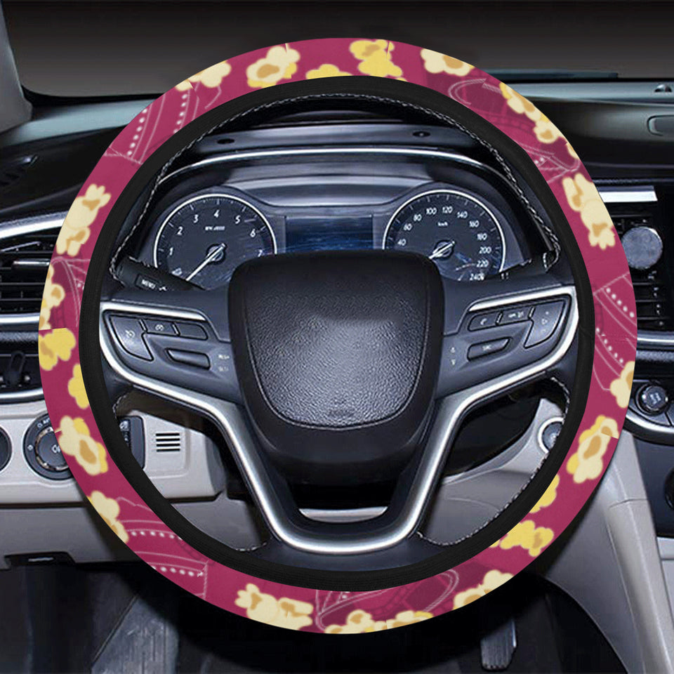 Popcorn Pattern Print Design 02 Car Steering Wheel Cover