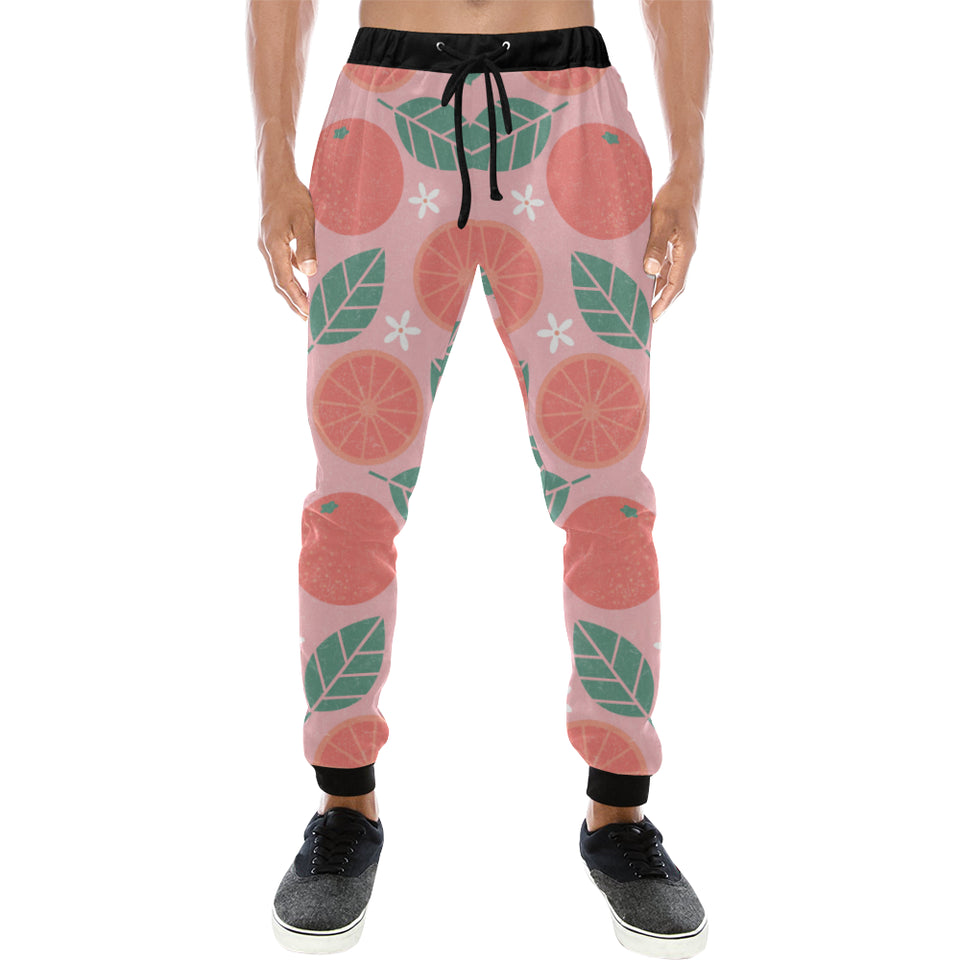 Grapefruit leaves flower pink background Unisex Casual Sweatpants