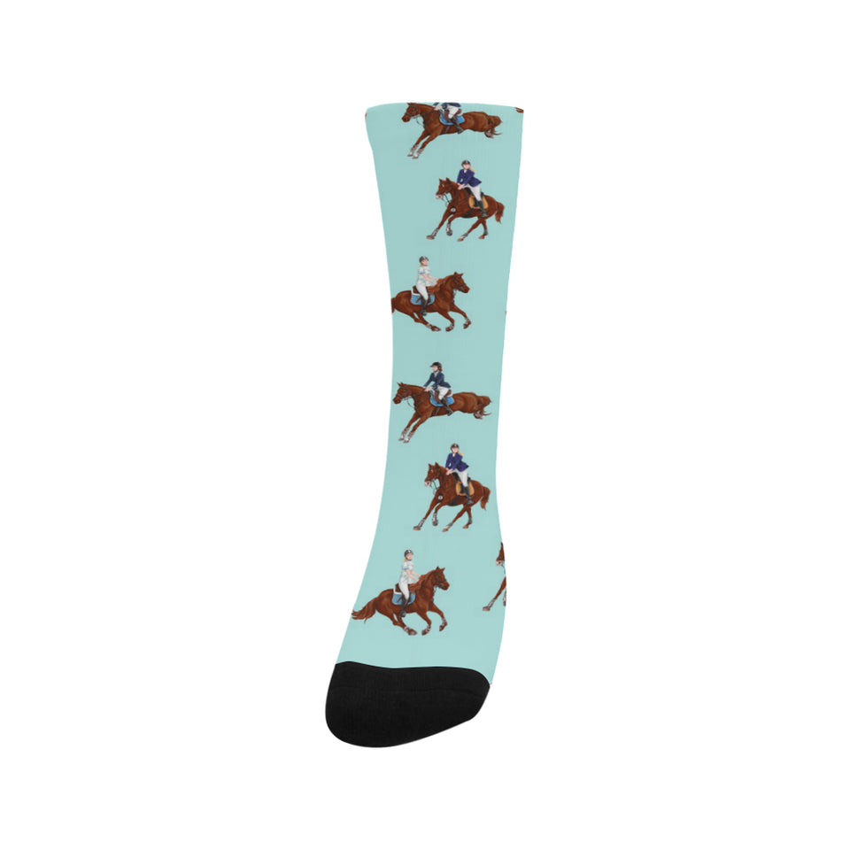 Horses running horses rider pattern Crew Socks