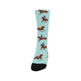 Horses running horses rider pattern Crew Socks