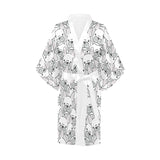 Cute french bulldog head pattern Women's Short Kimono Robe