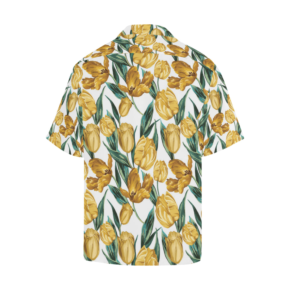 yellow tulips pattern Men's All Over Print Hawaiian Shirt