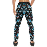 Skull flower roses leave pattern Unisex Casual Sweatpants