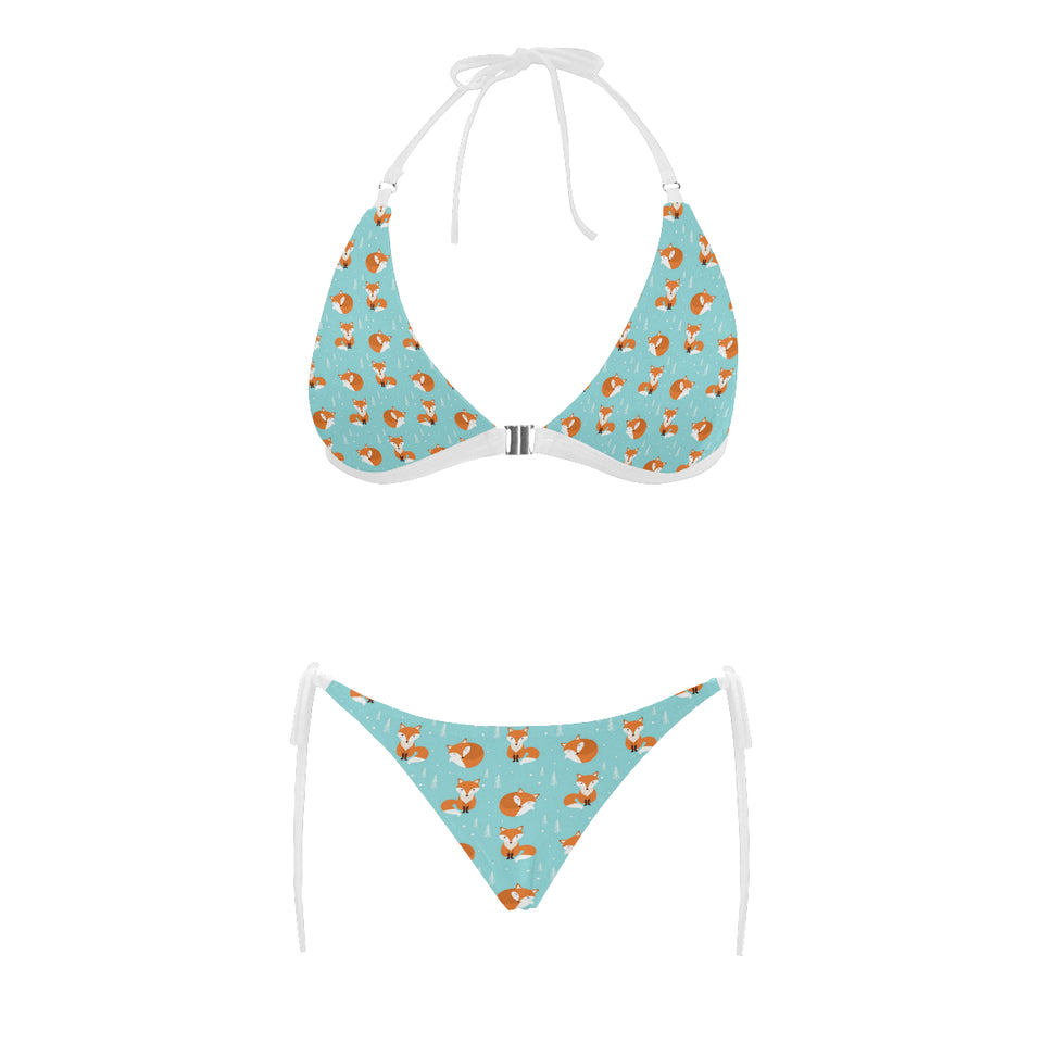Fox pattern blue b ackground Sexy Bikinis Two-Piece Swimsuits