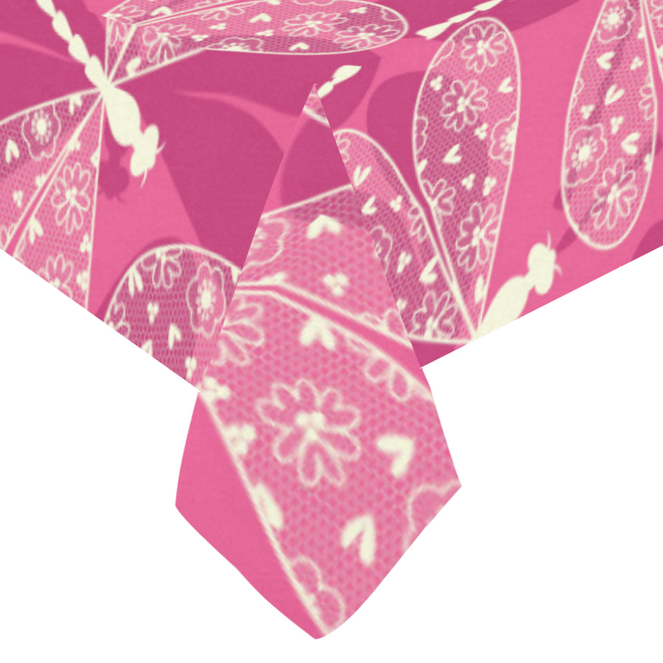 Beautiful dragonfly pink background Tablecloth