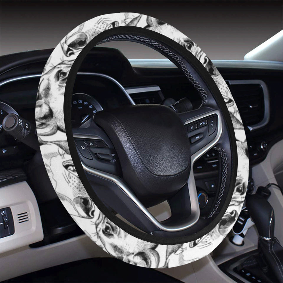 Greyhound Pattern Print Design 01 Car Steering Wheel Cover