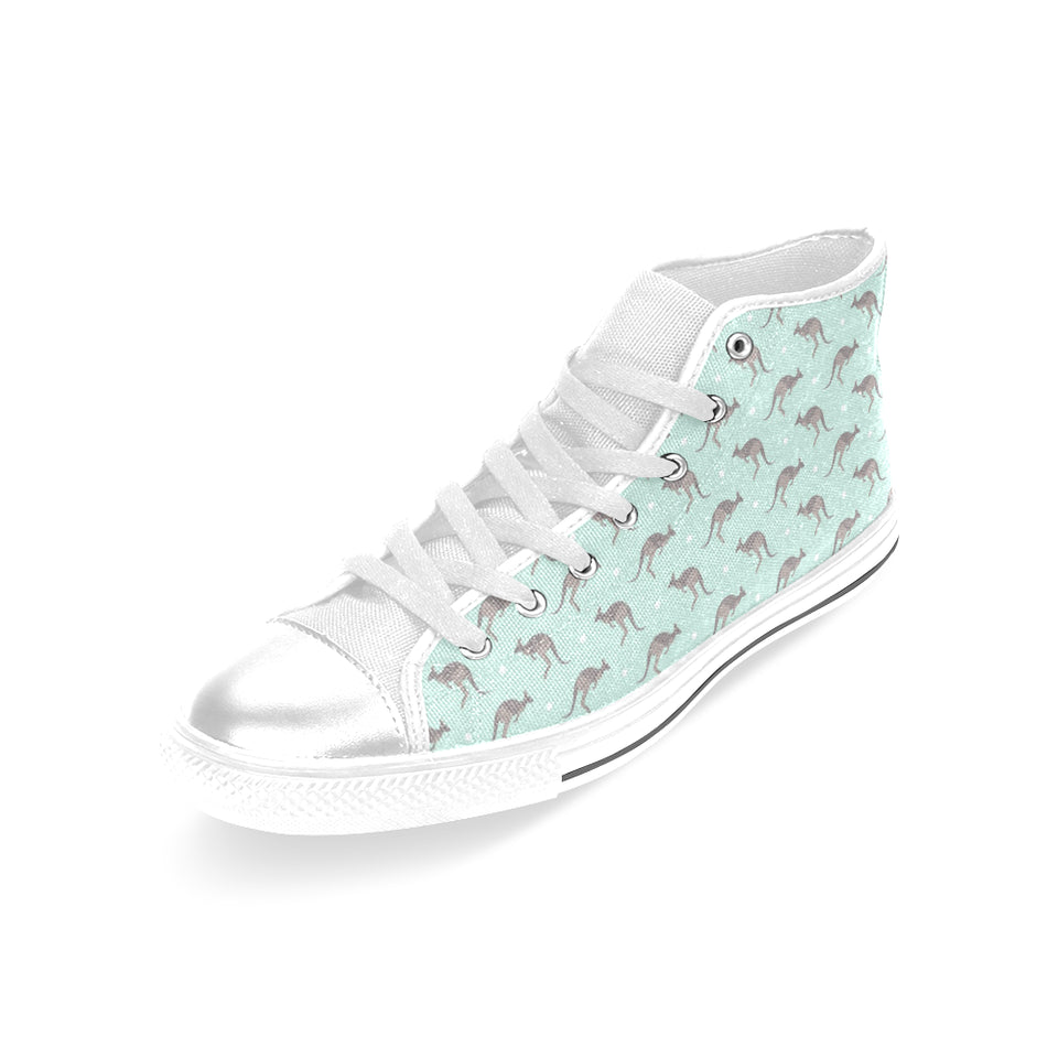 Kangaroo pattern background Women's High Top Canvas Shoes White