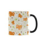 Cute brown pomeranian paw leave bone pattern Morphing Mug Heat Changing Mug