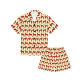 Greyhound Pattern Print Design 04 Kids' Boys' Girls' V-Neck Short Pajama Set