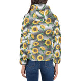sunflowers ribbon background Women's Padded Hooded Jacket