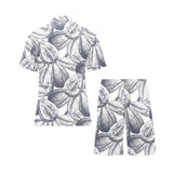 Guava tropical hand drawn pattern Men's V-Neck Short Pajama Set