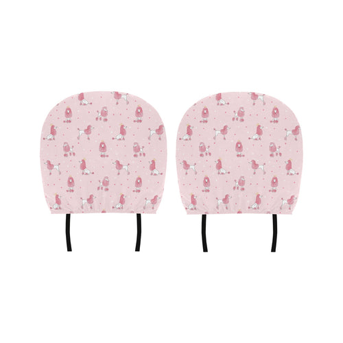 Poodle dog pink color theme Car Headrest Cover