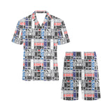 Skate Board Pattern Print Design 04 Men's V-Neck Short Pajama Set