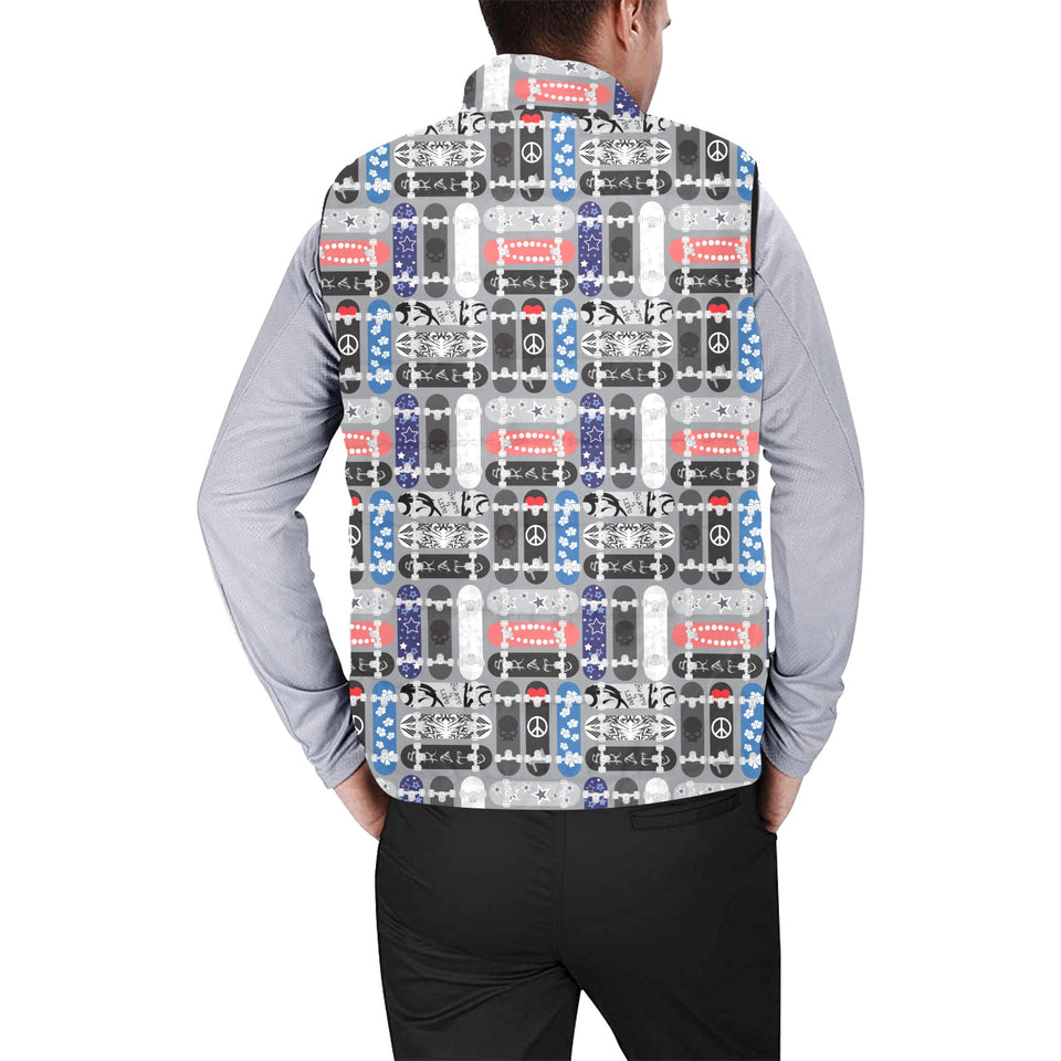 Skate Board Pattern Print Design 04 Men's Padded Vest