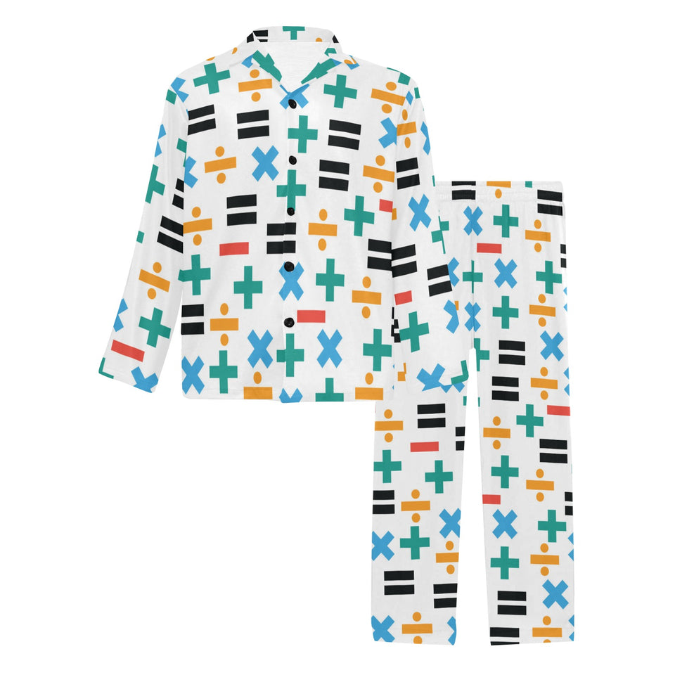Math Pattern Print Design 05 Men's Long Pajama Set
