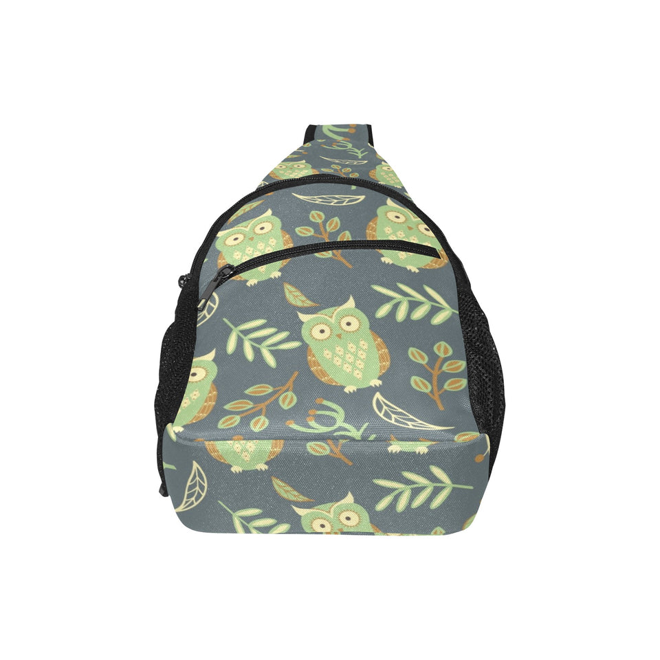 Cute owls leaves pattern All Over Print Chest Bag