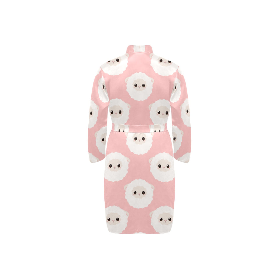 Cute sheep pattern Men's Long Sleeve Belted Night Robe