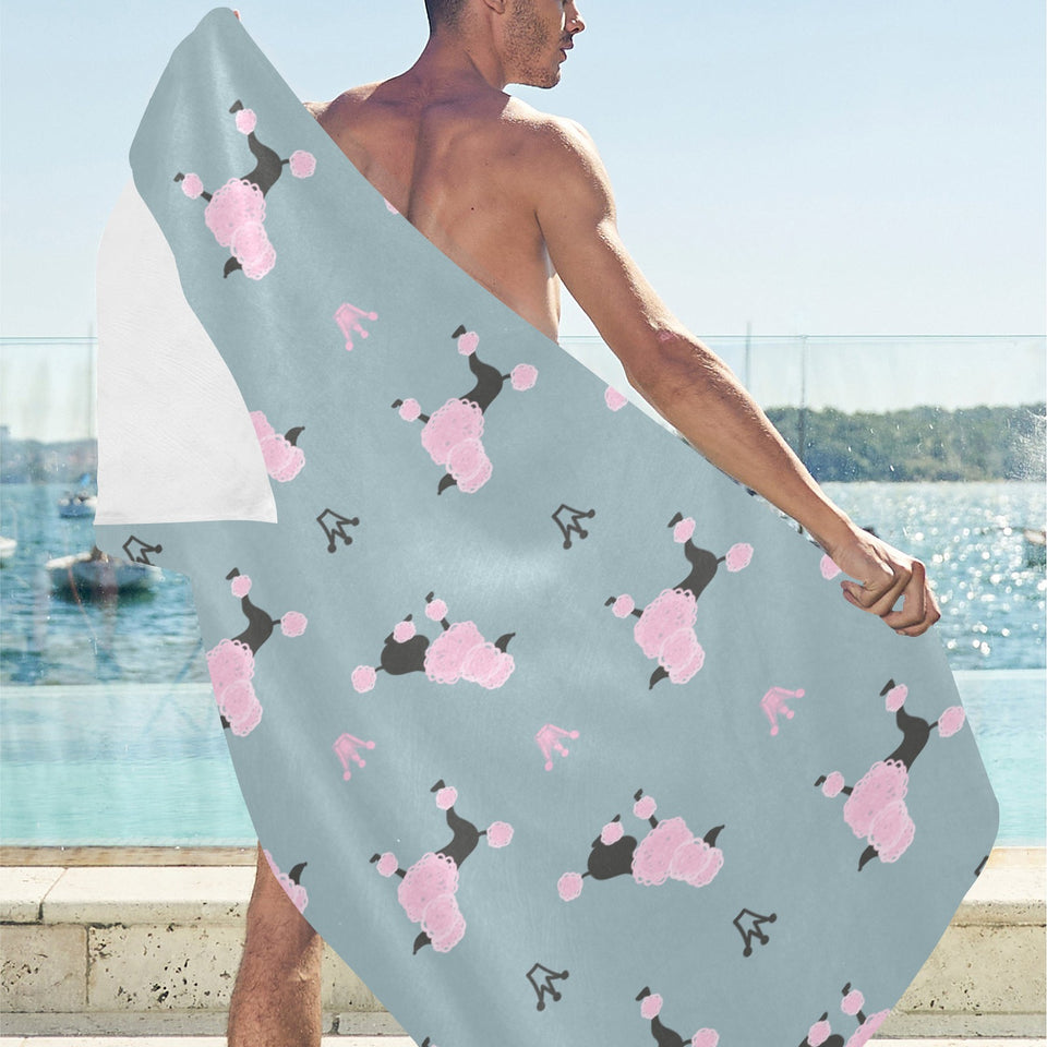 poodle dog pattern Beach Towel