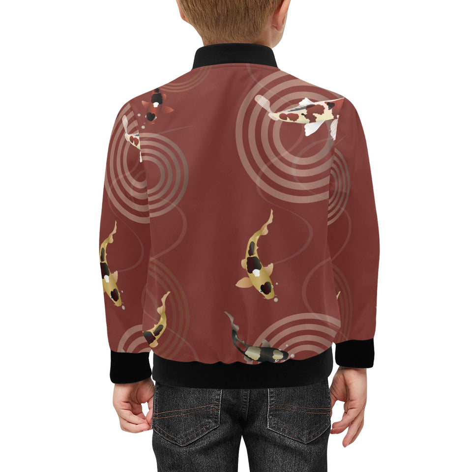 Koi Fish Carp Fish red background Kids' Boys' Girls' Bomber Jacket