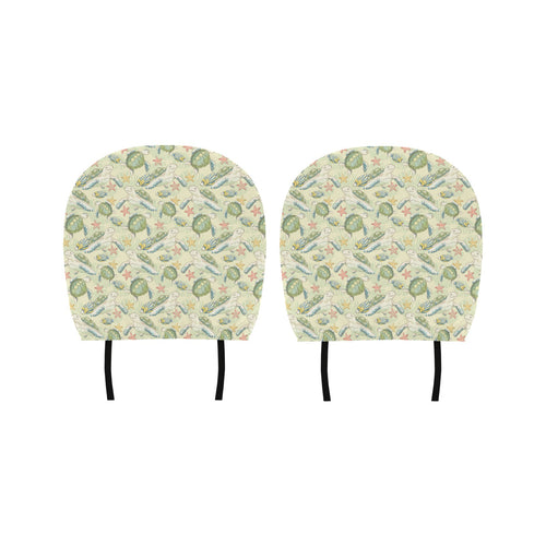 Hand drawn sea turtle fish pattern Car Headrest Cover