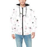 Poodle dog rose cake pattern Men's Padded Hooded Jacket