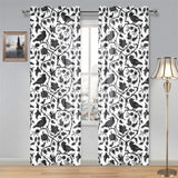 Crow dark floral pattern Gauze Curtain