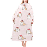 Cute Shiba Inu Dog Apple pattern Blanket Robe with Sleeves