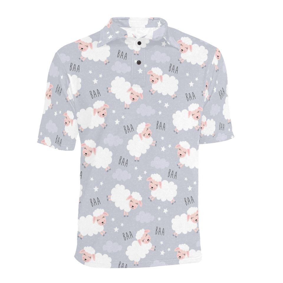 Sweet dreams sheep pattern Men's All Over Print Polo Shirt