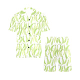 Green Peas Pattern Print Design 03 Men's V-Neck Short Pajama Set