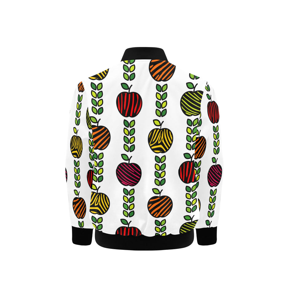 colorful apples leave zebra stripe Kids' Boys' Girls' Bomber Jacket