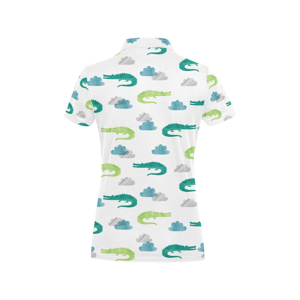 watercolor crocodile pattern Women's All Over Print Polo Shirt