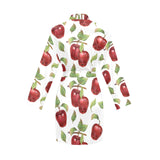 Red apples pattern Women's Long Sleeve Belted Night Robe