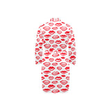 Lips Pattern Print Design 05 Men's Long Sleeve Belted Night Robe