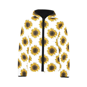 sunflowers design pattern Kids' Boys' Girls' Padded Hooded Jacket