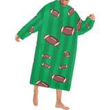 American football ball field background Blanket Robe with Sleeves